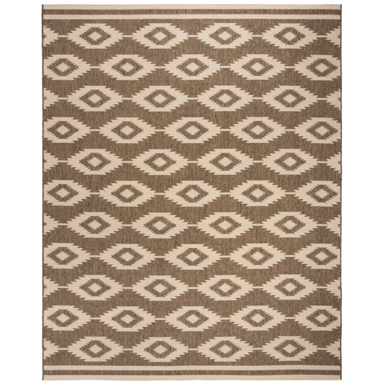 SAFAVIEH Beach House Vasiliki Geometric Indoor/Outdoor Area Rug, Cream/Beige, 5'3" x 7'6"