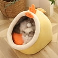 thumbnail image 5 of Bed Warm Nest Kennel Plush Cuddle Sleeping Pad Puppy Kitten Yellow S, 5 of 8