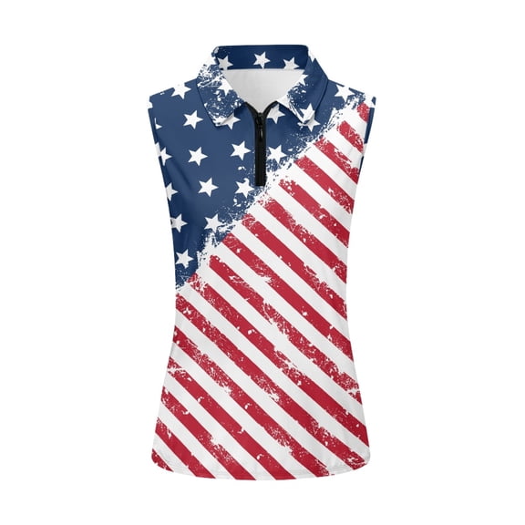 HUIACONG Diagonal Stars Stripes All Match Women's Golf Shirts, Breathable Stretchy Workout Tank Tops for Exercise Athletic Outdoor