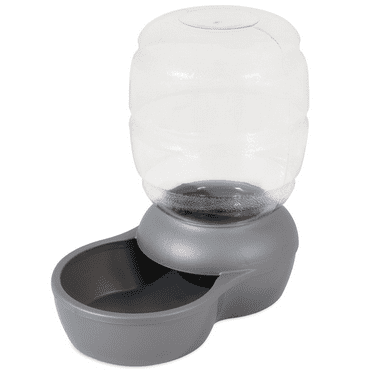 Petmate Replendish Gravity Pet Waterer Water Bowl Station with Microban for Cats and Dogs, 1 Gallon, Gray