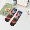 thumbnail image 7 of Rateoe Fire Sky Dragon Pattern Quarter Crew Socks,Toe Seamed Ankle Socks,Cotton Cushioned Breathable Athletic Crew Sports Socks, 7 of 7