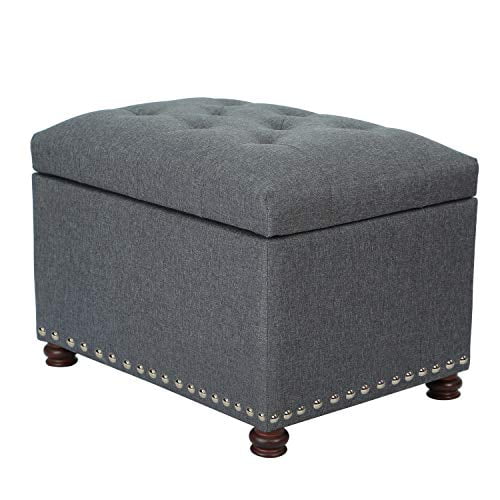 Joveco Storage Ottoman Rectangular Fabric Organization Bench (Grey)