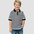thumbnail image 2 of Pink Polo Shirt Boys 10-12 Striped Polo Shirts for Boy Short Sleeve Half Button Casual Trendy Comfort Breathable Tops Summer Kids Outfits, 2 of 7