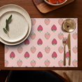thumbnail image 5 of Red Strawberry Plants Pink Pattern Summer Placemats Table Placemats Set Of 4-Linen Kitchen Washable Placemats Table Mats 11.8"x17.7" Non-Slip Heat Resistant, 5 of 6