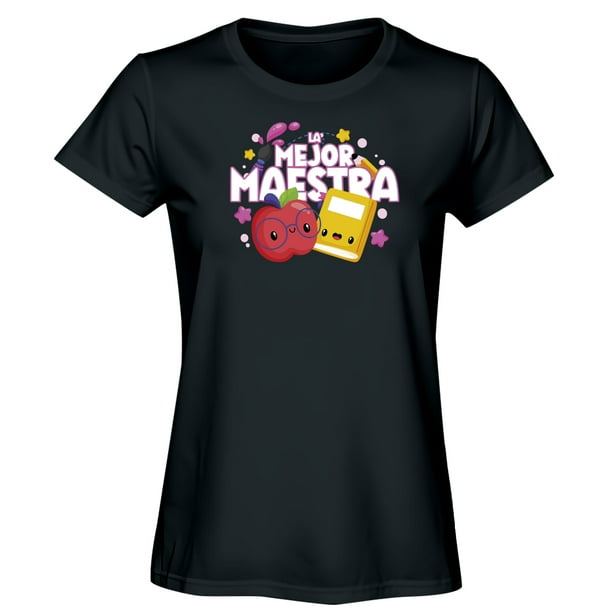 Playeras para mujer de manga corta con estampado de "la mejor maestra" para día del maestro