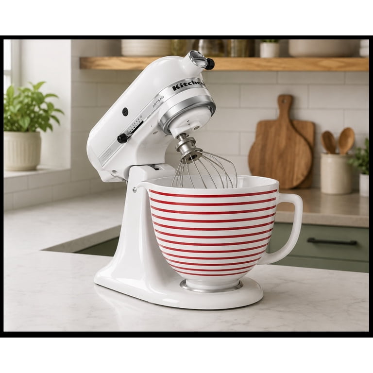 KitchenAid 5-Quart Ceramic Red White Bowl For 4.5 & 5-qt Tilt-Head