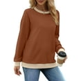 thumbnail image 4 of Fantaslook Color Block Sweatshirts for Women Crewneck Long Sleeve Shirts Fashion Tops Pullover Sweatshirts Fall Outfits, 4 of 9