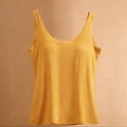 thumbnail image 3 of Round Neck Sleeveless Tank Tops for Womens with Built in Bra Solid Color Slim Breathable Blouses Yellow L, 3 of 9