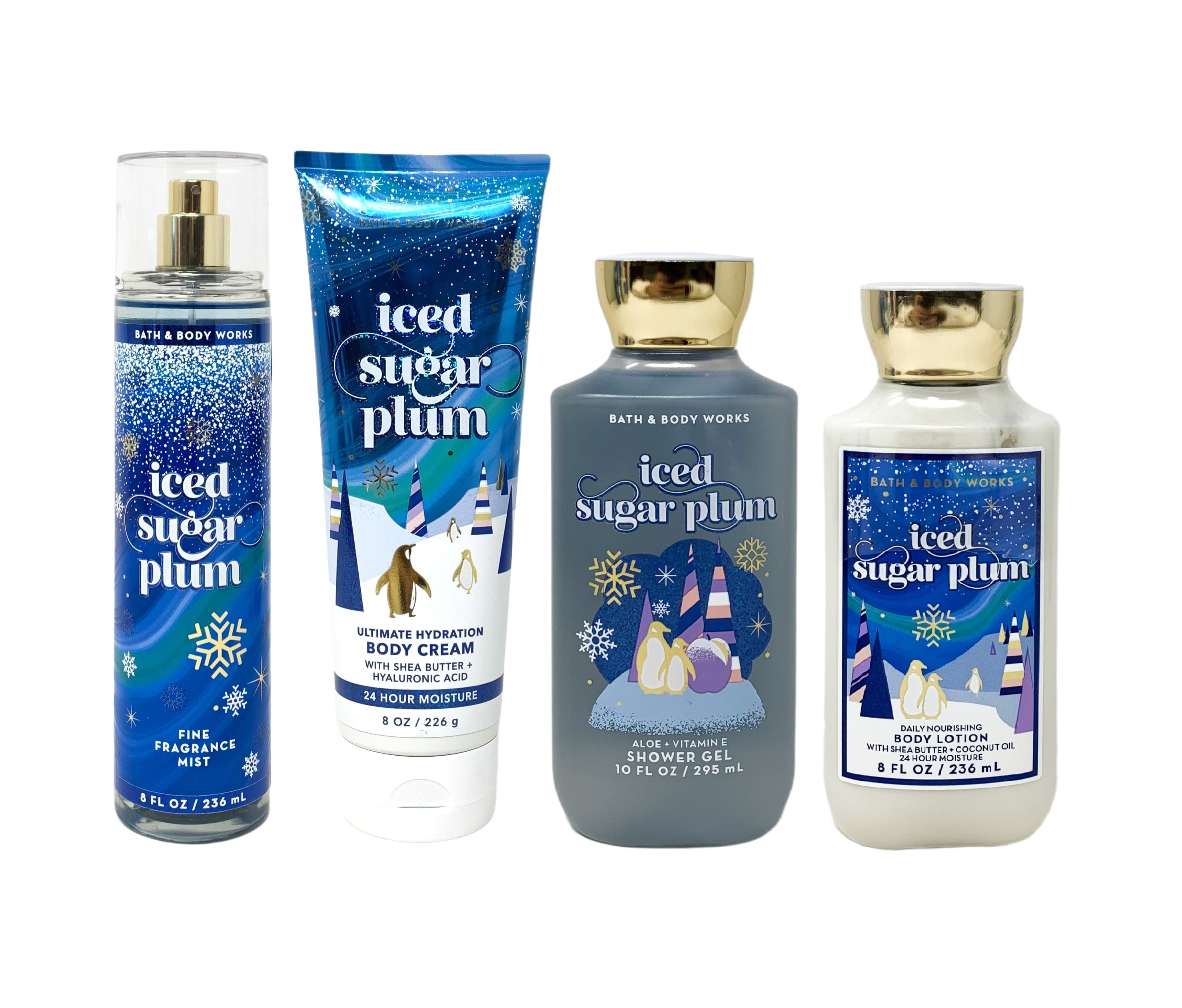 Bath and Body Works Iced Sugar Plum Deluxe Gift Set - 4 Piece Bundle ...