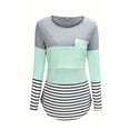 thumbnail image 5 of Pregnant Women's Stylish Boho Style Nursing Spliced ​​top Striped Long Sleeve Blouse With Split Chest Design Ofr Breastfeeding, 5 of 5