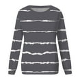 thumbnail image 4 of IMENGL Casual striped pullover top, Gray XL, Size M-2XL, 4 of 5