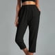 thumbnail image 1 of ICHUANYI Clearance Women Casual Solid Color Pockets Elastic Waist Comfortable Straight Calf-Length Pants(Black, XXL) ICHUANYI WER2023080705127, 1 of 7