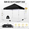 thumbnail image 5 of CROWN SHADES 10x10 Pop Up Canopy Tent with One Push Setup Easy Outdoor Sun Shade for Events, Parties, Camping Black, 5 of 8