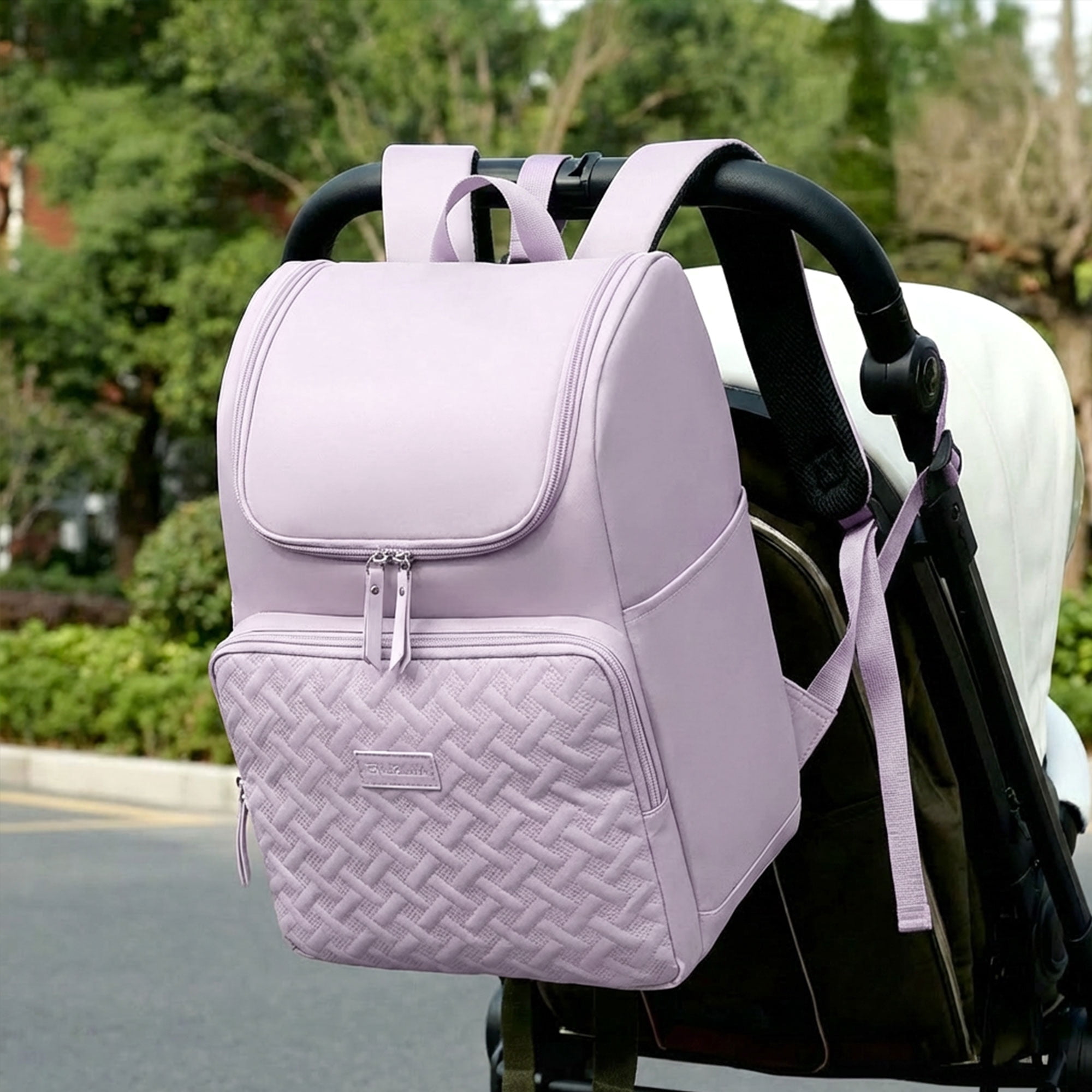 DEFAHN Diaper Backpack, 2 Thermal Pockets + Side Holders, 20L Simple Open Design,0.9lb Baby Bag for Travel & Daily Use（Purple)