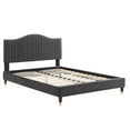 thumbnail image 3 of Modway Juniper Channel Tufted Performance Velvet Twin Platform Bed in Charcoal, 3 of 10