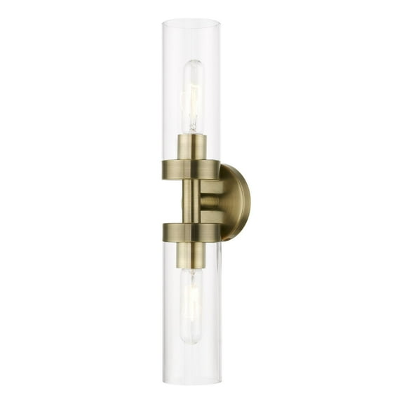 16172-01 Livex Lighting Ludlow - 2 Light ADA Bath Vanity In Nautical Style-19.25 Inches Tall and 4.25 Inches Wide-Antique Brass Finish