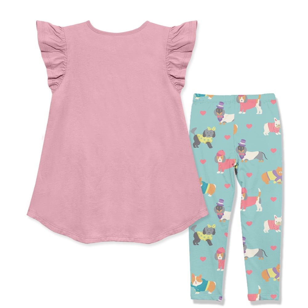 Millie Loves Lily Girls Dusty Pink Doggie Days Top & Legging Set size (2T-12)