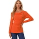 thumbnail image 1 of Top Acanalado Con Botones Y Mangas Largas Con Cuello Vuelto Para Mujer Naranja S, 1 of 5