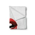 thumbnail image 2 of I Love You Soft Flannel Fleece Blanket, Comical Seductive Female Lips Ajar in Desire Red-Hot Lipstick Retro Style, Cozy Plush for Indoor and Outdoor Use, 60" x 80", Red White Black, by Ambesonne, 2 of 5