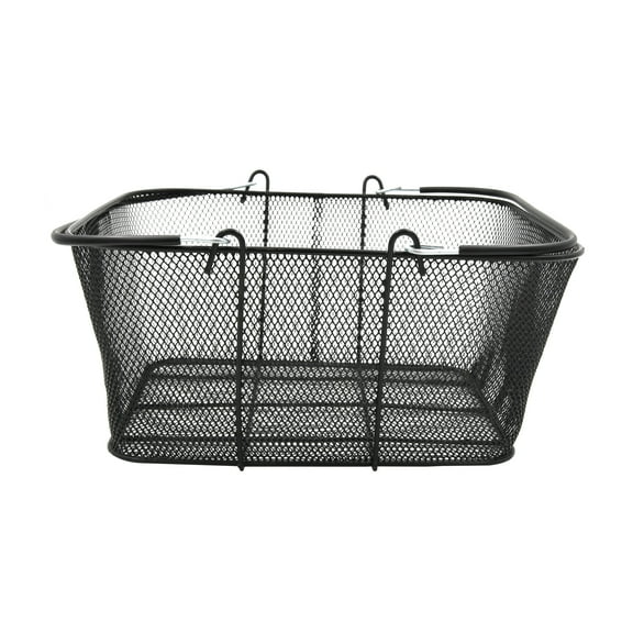 SSWBasics Black Metal Shopping Basket with Handles - 17”W x 12”D x 7”H - Durable and