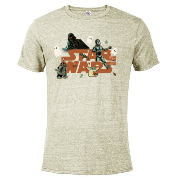 Star Wars Logo Grogu Darth Vader R2-D2 C-3PO Fall Halloween - Short Sleeve Blended T-Shirt for Adults - Customized-Putty Snow Heather