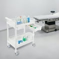 thumbnail image 6 of Heavy-Duty Mobile Utility Trolley, White ABS 2-Tier Design w/ Silent Sliding Drawers & 4 Casters (2 Braked), Ideal for Dental Offices/Labs/Home Care, 6 of 19