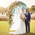 thumbnail image 2 of Eucalyptus Leaves Arch Backdrop Cover, Spandex Fitted Wedding Arch Cover, Green Botanical Summer Spring Leaves Round Top Stand Covers for Birthday Ceremony Bridal Shower Party Decor 7.2x4 Ft, 2 of 9