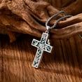 thumbnail image 5 of Genuine Turquoise Cross Necklace S925 Sterling Silver Natural Turquoise Gemstone December Birthstone Jewelry for Women Girlfriend Lover, 5 of 10