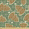 thumbnail image 2 of Ambesonne Cinnamon Color Fabric by the Yard Upholstery, Snowflakes Pines, 5 Yards, Sage Green Ginger, 2 of 5