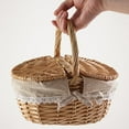thumbnail image 4 of Wicker Picnic Basket with Double Lid, Storage Hamper with Handle for Camping, Shopping, 4 of 8