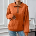 thumbnail image 2 of Duoif Womens Sweatshirt Ladies' Fashion Turtleneck Sweater - Zipper Long Sleeve Sweatshirt for Women Orange L, 2 of 9