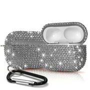 Shining Glitter Diamond Case Shock Proof Cover Compatible With Apple Airpods Pro Case Includes Keychain (Silver)