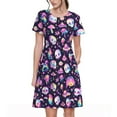 thumbnail image 1 of Fotbe Skull mushroom space Vestido Largo de Moda para Mujer, Vestido Tipo Camiseta con Manga Corta y Estilo Casual a Rayas y Bloques de Color, 1 of 6