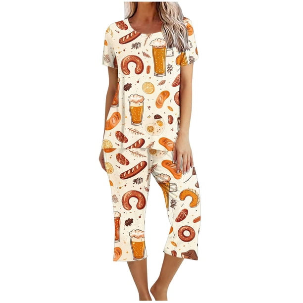 Conjunto de Verano para las Mujeres Impreso Cuello Redondo sin Mangas Y Pantalones, Casual de Dos Piezas para las Mujeres