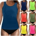 thumbnail image 5 of WCMZJ Womens Tankini Bathing Suits Two Piece Tummy Control Swimsuits Ruched Tank Top with Bikini Bottom Blue M, 5 of 5