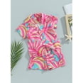 thumbnail image 3 of Arvbitana 1-5 Years Toddler Boys 2PCS Shorts Sets Short Sleeve Lapel Button Shirt and Print Shorts Sets Summer Clothes, 3 of 8