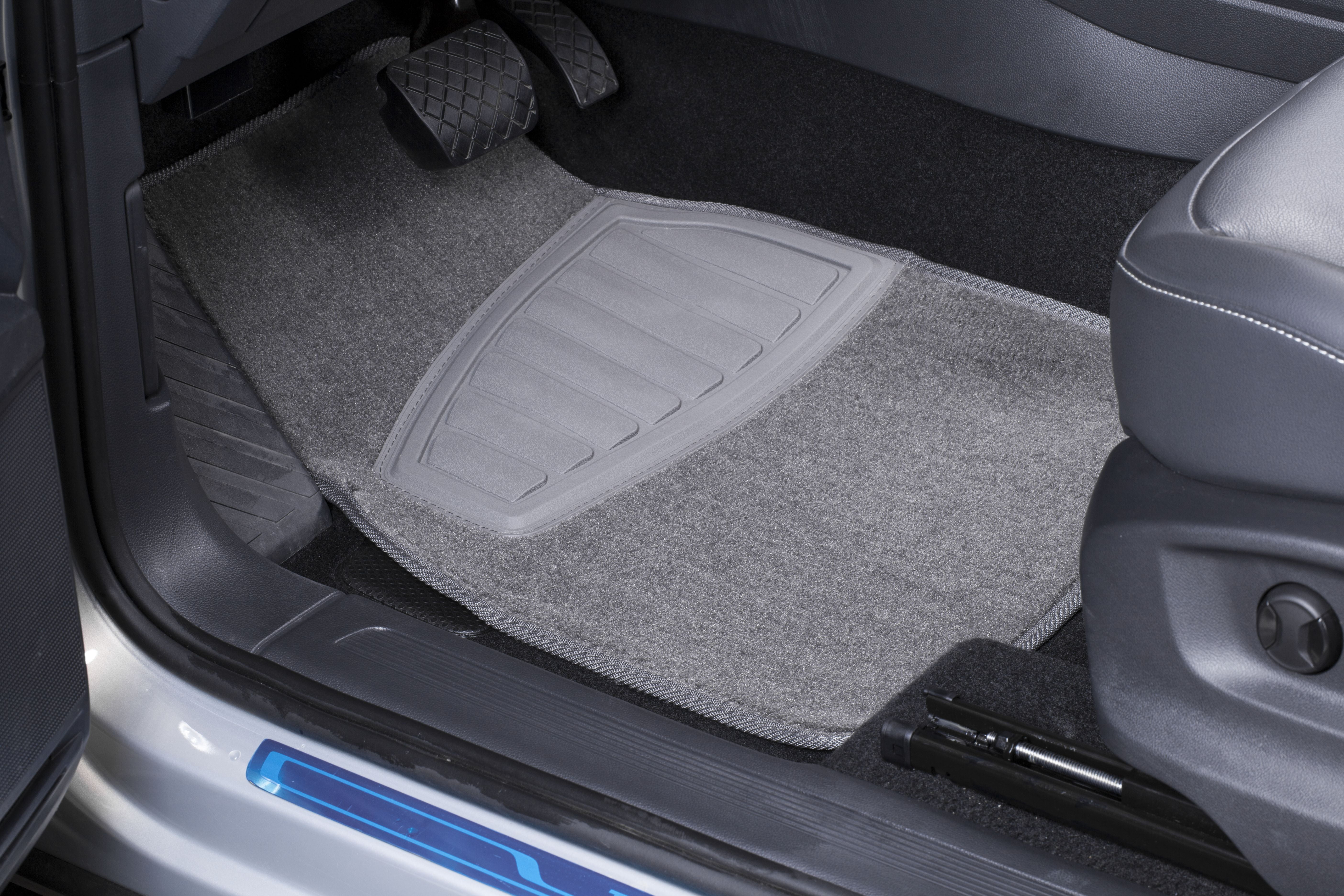 Auto Drive 4PC Carpet Car Mat Tufted Polyester Grey - Universal Fit, 202WM88