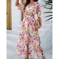 thumbnail image 5 of Alsol Lamesa Women's Floral Boho Wedding Dresses Casual V Neck Half Sleeve Midi Evening Dress Beach Cocktail Party Dress for Women,US 4-6(S), 5 of 6