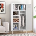 thumbnail image 2 of Metal Wardrobe Coat Cabinet with Adjustable Shelves and Hanging Rod,Storage Closet Locker for Bedroom,Kids Room,Office, Home, School,Almirah for Clothes,Blanket., 2 of 7