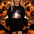 thumbnail image 2 of dazeni Funny Ghost Pumpkin Pattern Sweatshirts for Kids Girls Oversized Crewneck Sweatshirt Loose Casual Long Sleeve Tunic Pullover Black 2-3 Years, 2 of 7