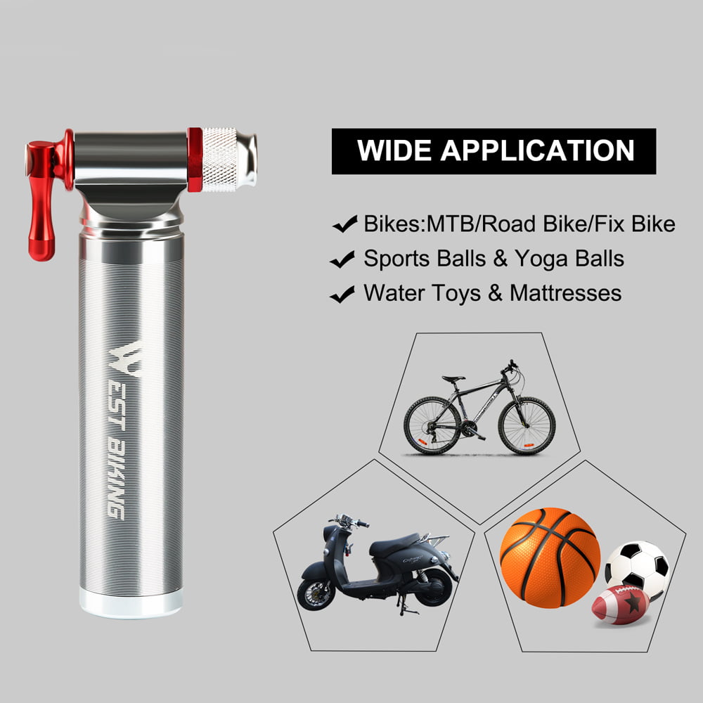 WEST BIKING Mini Bicycle Pump Ball Fast CO2 Inflator Bike Pump Ball Pump Silver