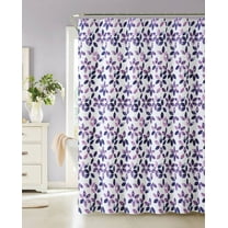 VCNY Home Shabby Watercolor Floral Leaves 100% Cotton Fabric Shower Curtain - Purple