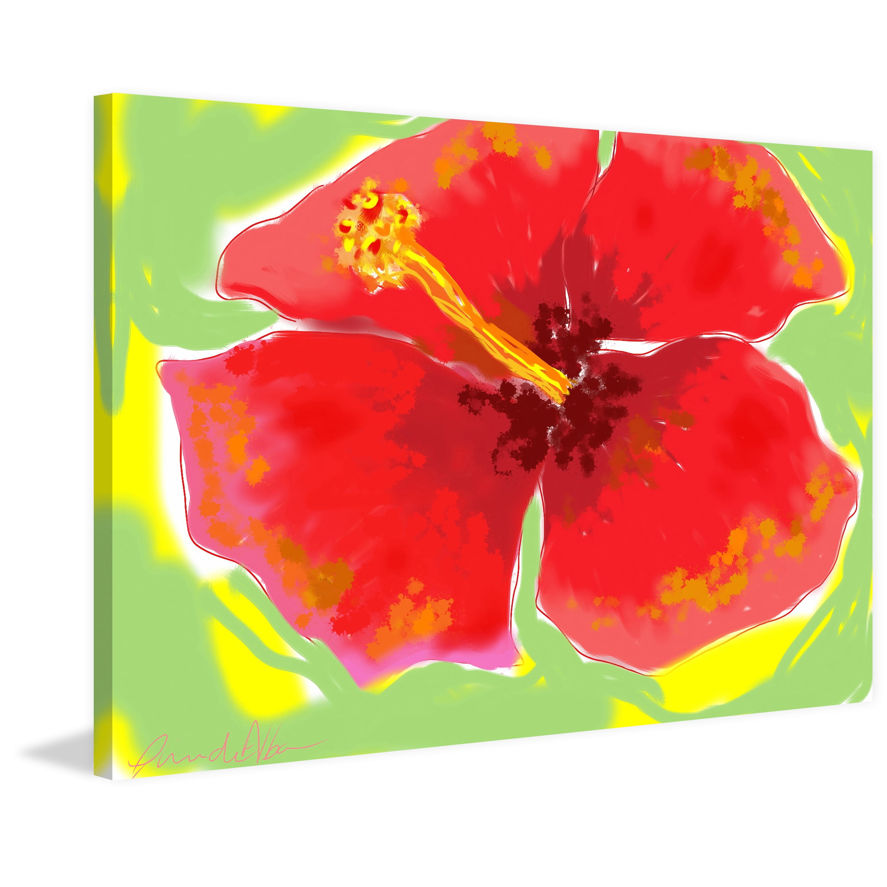 Marmont Hill "Red Hibiscus" by Arthur Pina Painting Print on Wrapped Canvas
