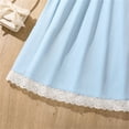 thumbnail image 4 of HOMADLES Teen Girls Dress Short Sleeve Ruffled Layered Solid Summer Crewneck Elastic Breathable Casual Dress Light Blue 11 T, 4 of 9