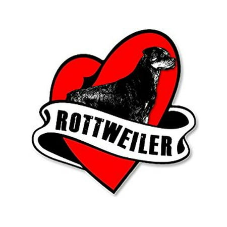 Heart Rottweiler - Heart and Banner Shaped ROTTWEILER Sticker Decal (dog love rott rottie) Size: 4 x 4 inch