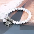 thumbnail image 4 of Bracelet Homme Mode Rond Blanc Howlite Mala Perles Arbre de Vie Bracelet Yoga, 4 of 6