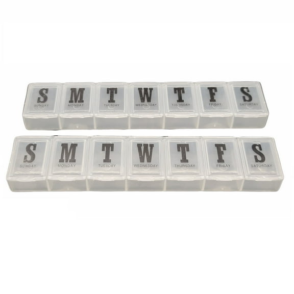 Handy Housewares 7 Day Pill Storage Box 2 pack Set - Great Daily / Weekly Medication Organizer Containers