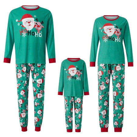 

HESHENG Matching Family Christmas Pajamas Cartoon Santa Xmas Pjs Lounge wear Adults Kids Holiday Home-wear