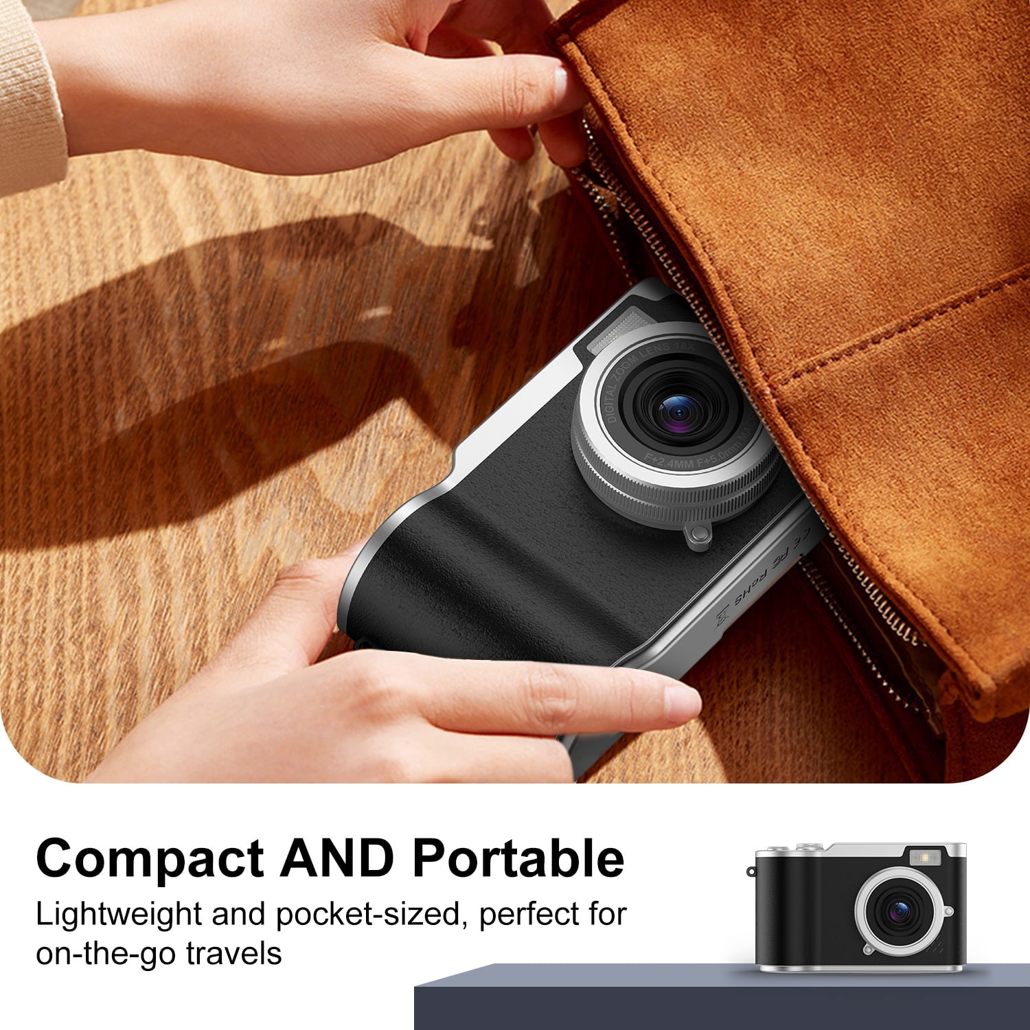 AndHot Digital Camera Kids Camera FHD 1080P 48MP Vlogging Camera with 180°Flip Screen 16X Zoom,Portable Digital Video Cameras Travel Compact Camera Autofocus with 32GB Card for Home or Travel(Black)