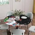 thumbnail image 5 of Black Snowman Christmas Round Tablecloth for 45-54 Inch Tables,Fitted Table Cover with Elastic Edge,Gifts Xmas Tree Winter Snowflake Waterproof Outdoor Table Cloth Protector for Patio Garden Dinner, 5 of 9